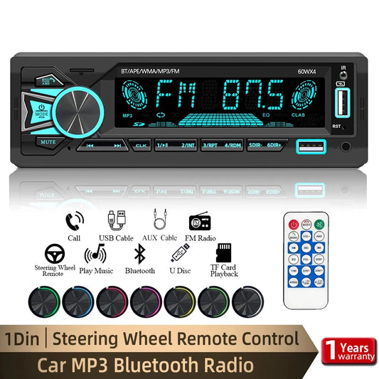Car Radio 1Din Stereo Bluetooth MP3 Player - Improve Center
