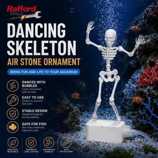 Rafford Dancing Skeleton Aquarium Bubbler Ornament – Air-Driven Animated Skeleton Fish Tank Decoration, Fun Underwater Scaping