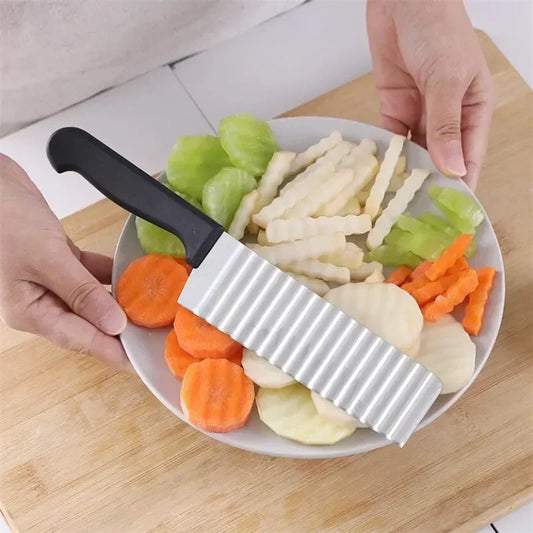 Vegetable Fruit Crinkle Wavy Slicer Knife - Improve Center
