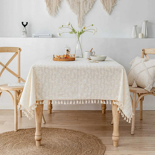 Korean Style Small Daisy Cotton Floral Tablecloth - Improve Center