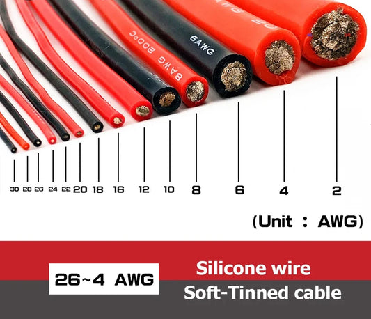 Silicone cable red black wire