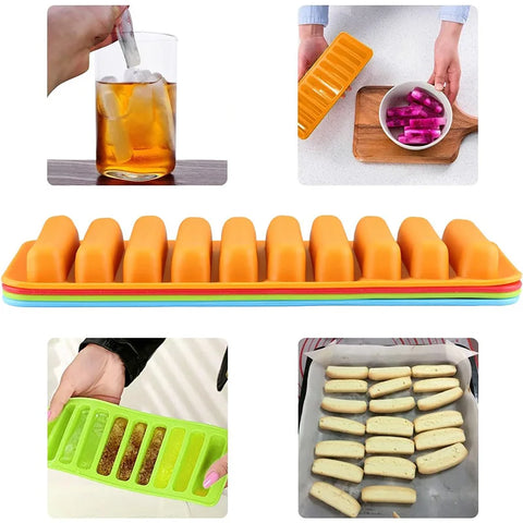 Silicone Ice Cube Tray – 10-Cavity Long Finger Shape Mold