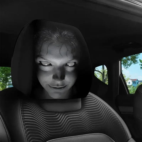 2Pcs Halloween Horror Face Printing Car Headrest Covers Universal Elastic Car Seat Headrest Cover