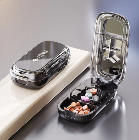 Portable Pill Cutter & Storage Box – 1/2 & 1/4 Tablet Divider, Medicine Organizer & Crusher