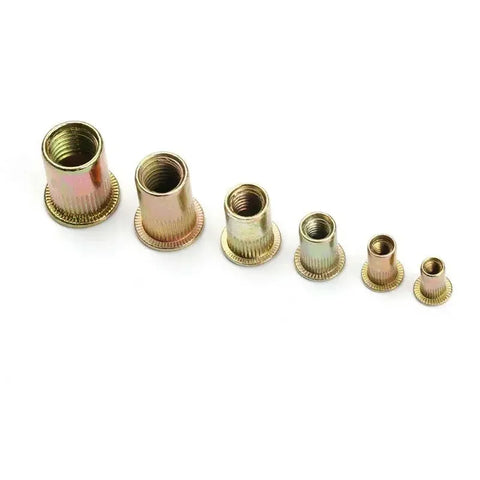 100Pcs Zinc Plated Nuts Rivnut Flat Head Thread Rivets Inserted Into Nut Cap Rivet Nut Kit M3 M4 M5 M6 M8 M10 M12