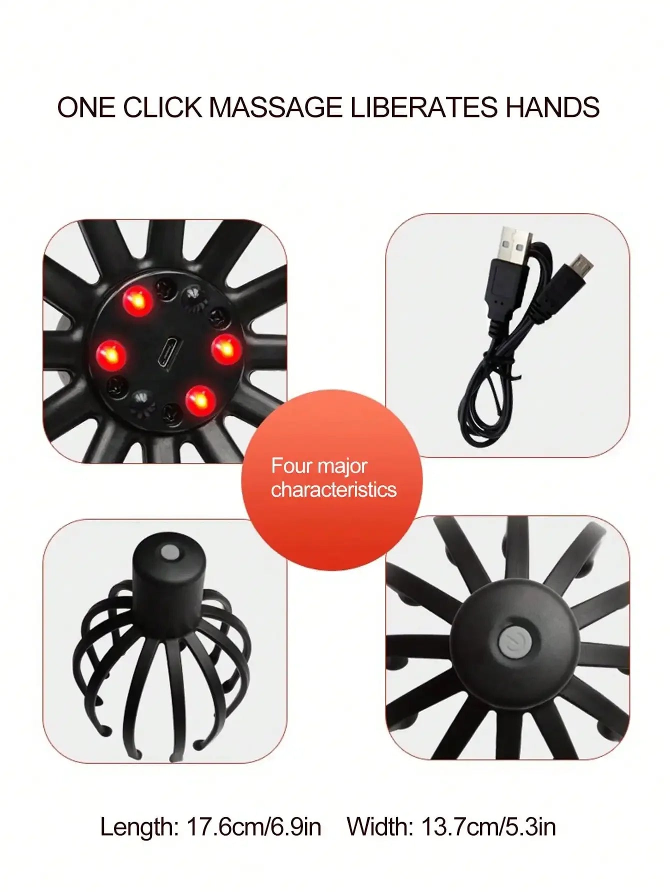 Intelligent Electric Octopus Head Massager