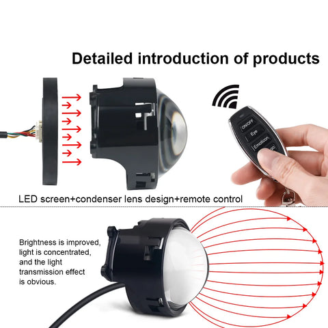 Dynamic LED Devil Eye Car Headlights – Eagle Eye Projector Headlight Assembly with Custom Lighting
