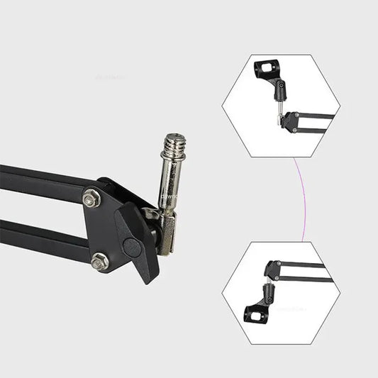 Adjustable Microphone Suspension Boom Scissor Arm Stand for K669 K670 K658 K678 K690,Compact Mic Stand for Broadcasting - Improve Center