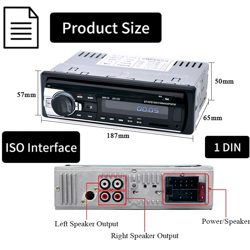 Car Radio 1 din Stereo Player