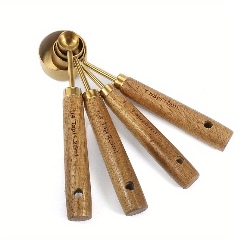 4/8Pcs Wooden Handle Stainless Steel Tools