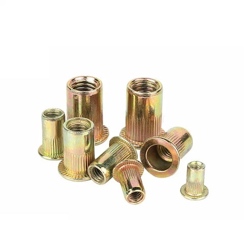 100Pcs Zinc Plated Nuts Rivnut Flat Head Thread Rivets Inserted Into Nut Cap Rivet Nut Kit M3 M4 M5 M6 M8 M10 M12