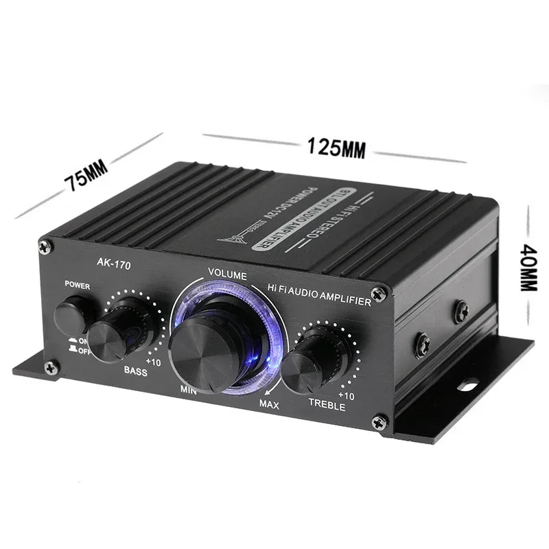 Car Blue Light Stereo Audio Amplifier