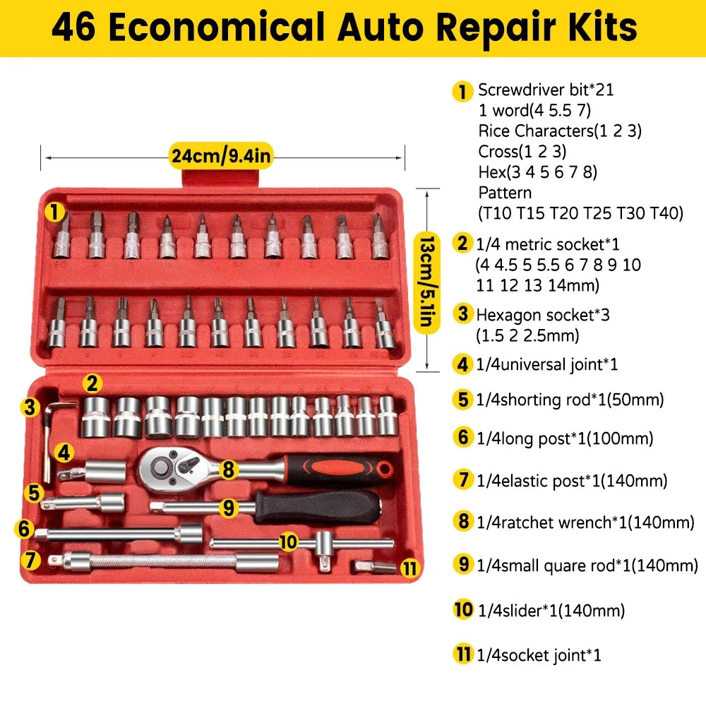 46pcs Car Repair Tool Kits