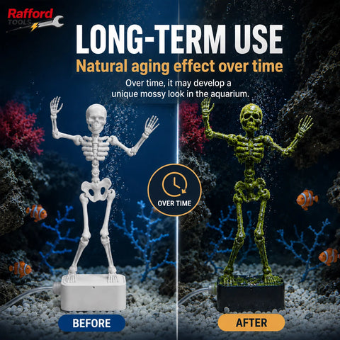 Rafford Dancing Skeleton Aquarium Bubbler Ornament – Air-Driven Animated Skeleton Fish Tank Decoration, Fun Underwater Scaping