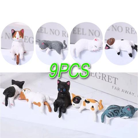 Cute Sleeping Cat Resin Figurines – Adorable Kitten Home Decor Ornaments & Miniature Landscape Decorations
