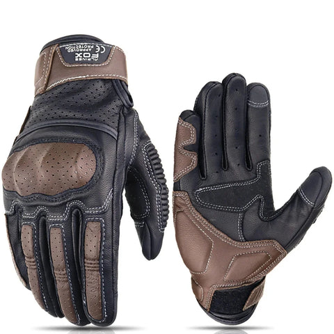 New Vintage Leather Motorcycle Gloves - Improve Center