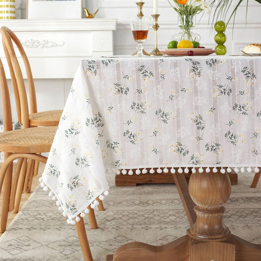 Korean Style Small Daisy Cotton Floral Tablecloth - Improve Center