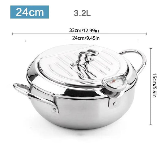 Stainless Steel Oil Pan with Thermometer - Improve Center