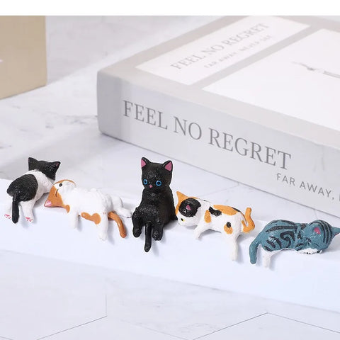 Cute Sleeping Cat Resin Figurines – Adorable Kitten Home Decor Ornaments & Miniature Landscape Decorations