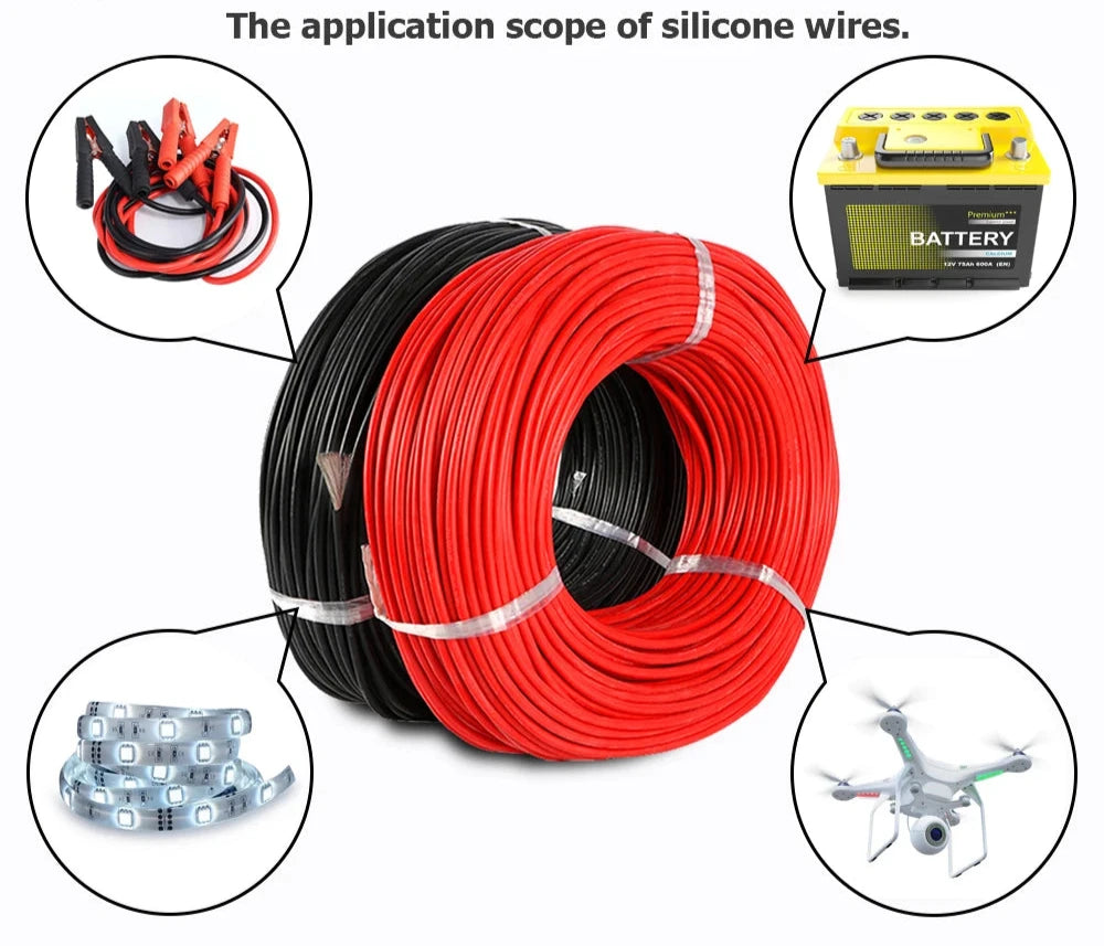 Silicone cable red black wire