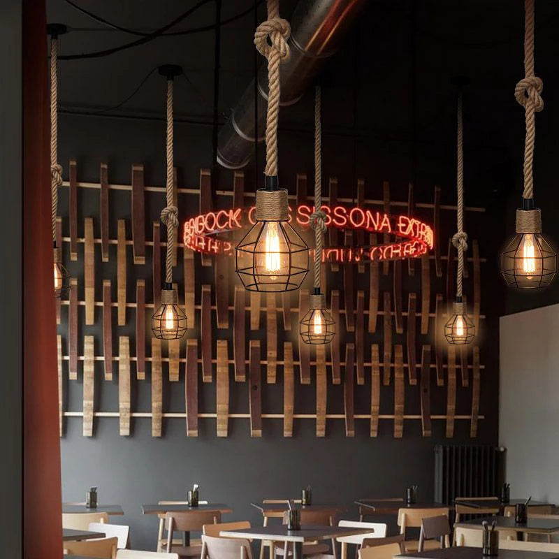 Vintage Hemp Rope Pendant Lights