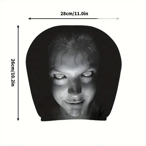 2Pcs Halloween Horror Face Printing Car Headrest Covers Universal Elastic Car Seat Headrest Cover