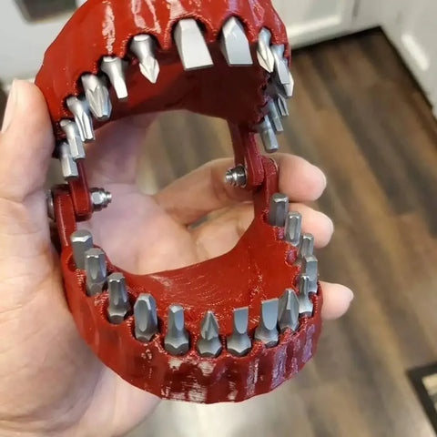 Funny Denture Drill Bit Holder – 1/4" Hex Screwdriver Bit Adapter & Teeth-Shaped Tool Holder
