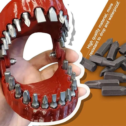 Funny Denture Drill Bit Holder – 1/4" Hex Screwdriver Bit Adapter & Teeth-Shaped Tool Holder