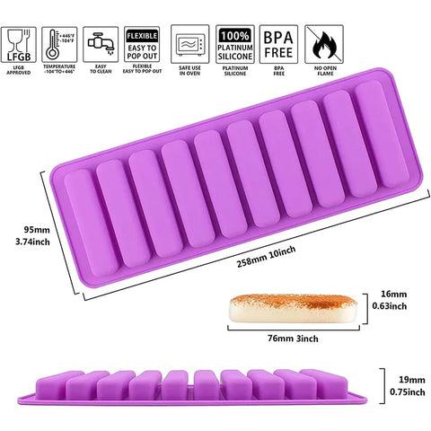 Silicone Ice Cube Tray – 10-Cavity Long Finger Shape Mold