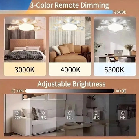 Modern Smart Ceiling Fan Light – Silent Remote-Controlled Dimmable LED