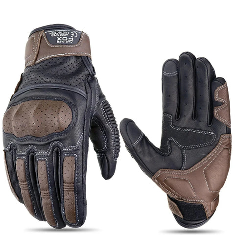 New Vintage Leather Motorcycle Gloves - Improve Center