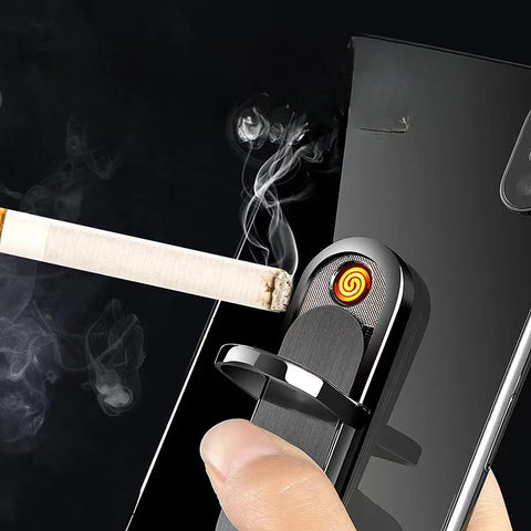 Phone Case Ring with Built-in USB Rechargeable Lighter