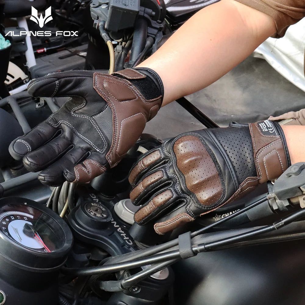 New Vintage Leather Motorcycle Gloves