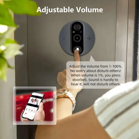 1080P WiFi Door Bell Eye Peephole Camera - Improve Center