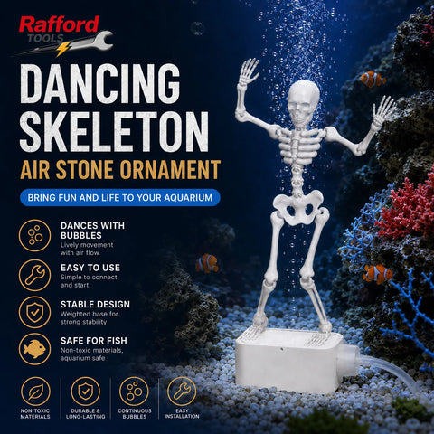 Rafford Dancing Skeleton Aquarium Bubbler Ornament – Air-Driven Animated Skeleton Fish Tank Decoration, Fun Underwater Scaping
