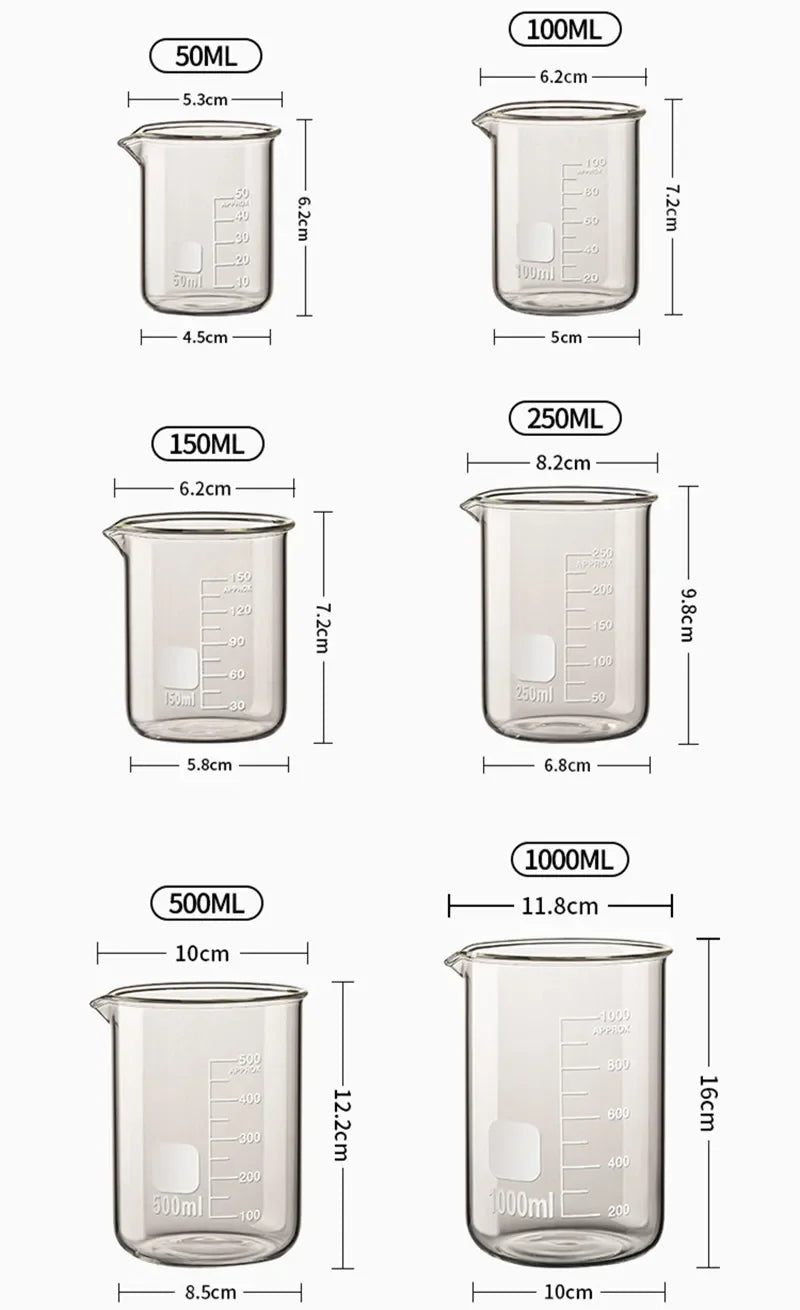 50/100/150/250/500/1000ml Glass Measuring Cup