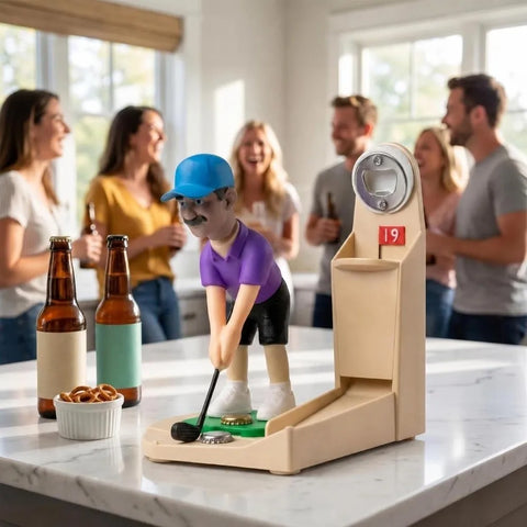 Fuuny PLA Golf Bottle Opener 3D Figurine with Score Board Beer Cap Launcher Desktop Bottle Opener Bar Accessories