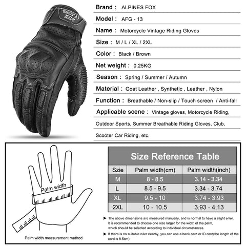 New Vintage Leather Motorcycle Gloves - Improve Center