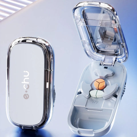 Portable Pill Cutter & Storage Box – 1/2 & 1/4 Tablet Divider, Medicine Organizer & Crusher