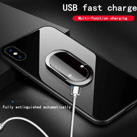 Phone Case Ring with Built-in USB Rechargeable Lighter