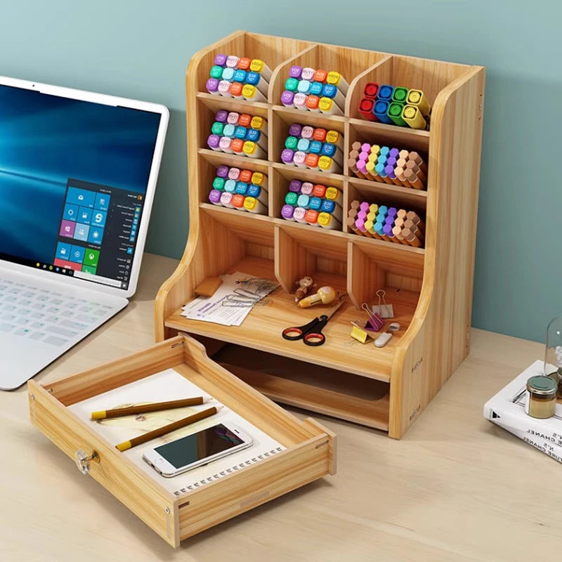 1pc Wooden Desk Organizer