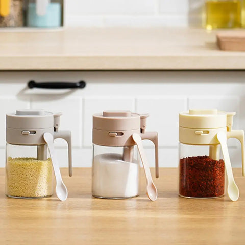 Airtight Glass Spice Jar with Spoon - Improve Center