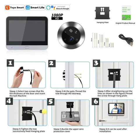 4.3 Inch Tuya Wide Angle Door Peephole Camera - Improve Center