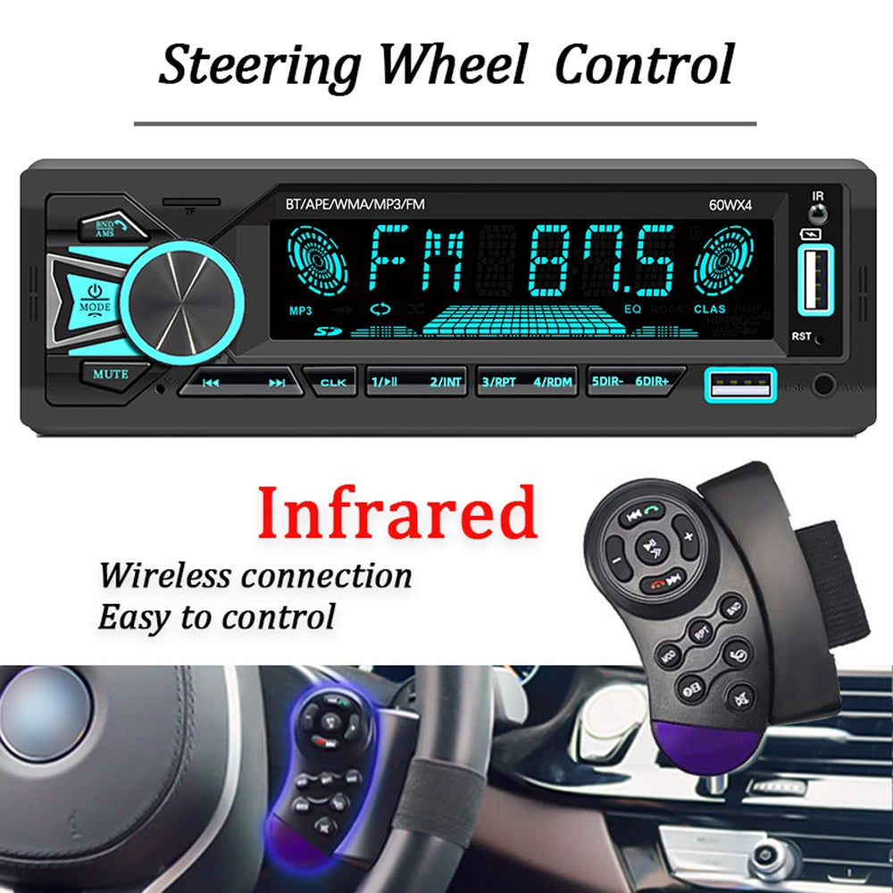 Car Radio 1Din Stereo Bluetooth MP3 Player