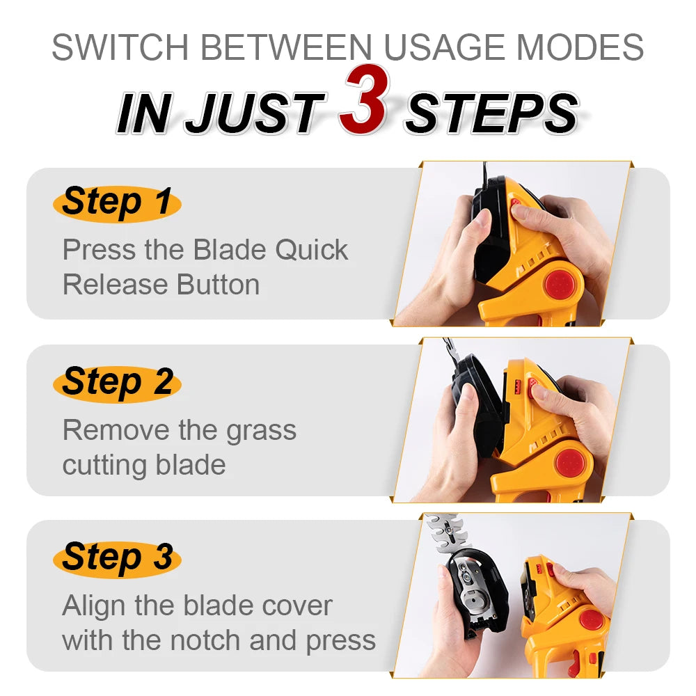 2 IN 1 Cordless Electric Hedge Trimmer