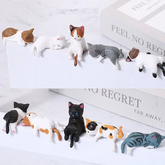 Cute Sleeping Cat Resin Figurines – Adorable Kitten Home Decor Ornaments & Miniature Landscape Decorations