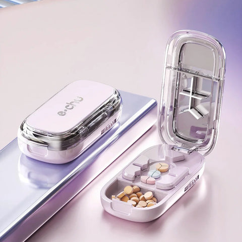 Portable Pill Cutter & Storage Box – 1/2 & 1/4 Tablet Divider, Medicine Organizer & Crusher