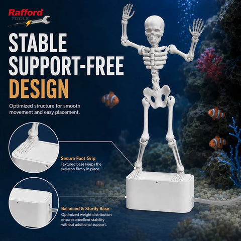 Rafford Dancing Skeleton Aquarium Bubbler Ornament – Air-Driven Animated Skeleton Fish Tank Decoration, Fun Underwater Scaping