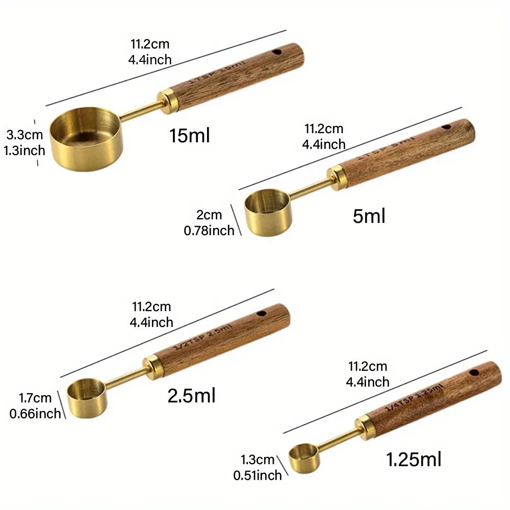 4/8Pcs Wooden Handle Stainless Steel Tools