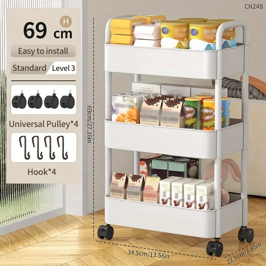 1 PC 3-Layer Rolling Plastic Storage - Improve Center